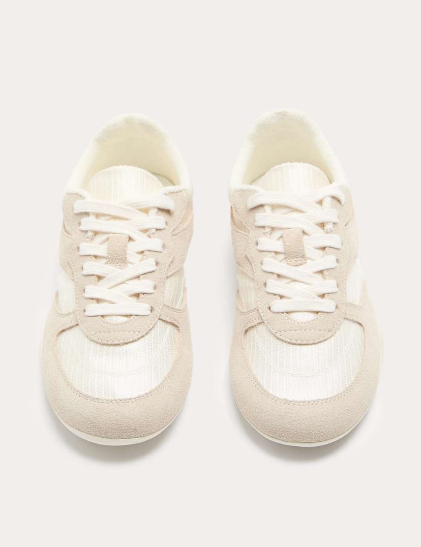 Marks & Spencer M&S Leather Mix Side Detail Retro Runner Trainers White - 1