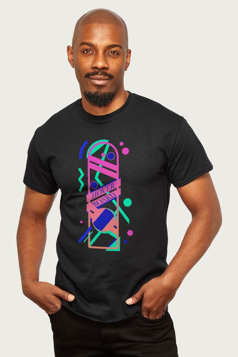 Back To The Future Back To The Future Men's Hoverboard Vaporwave T-Shirt in Black - 1