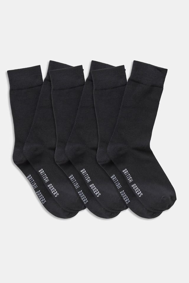 British Boxers British Boxers Men's Three-Pair "Black" Bamboo Socks in Black - 2