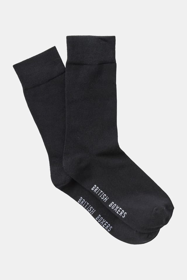 British Boxers British Boxers Men's Three-Pair "Black" Bamboo Socks in Black - 3