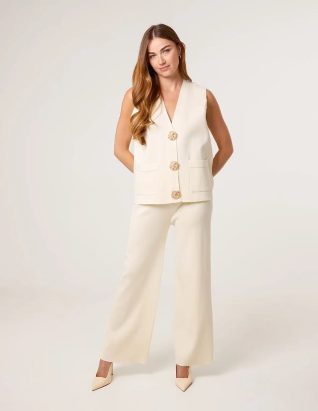 Blue Vanilla Two -Piece Set With Gold Button Details - 3