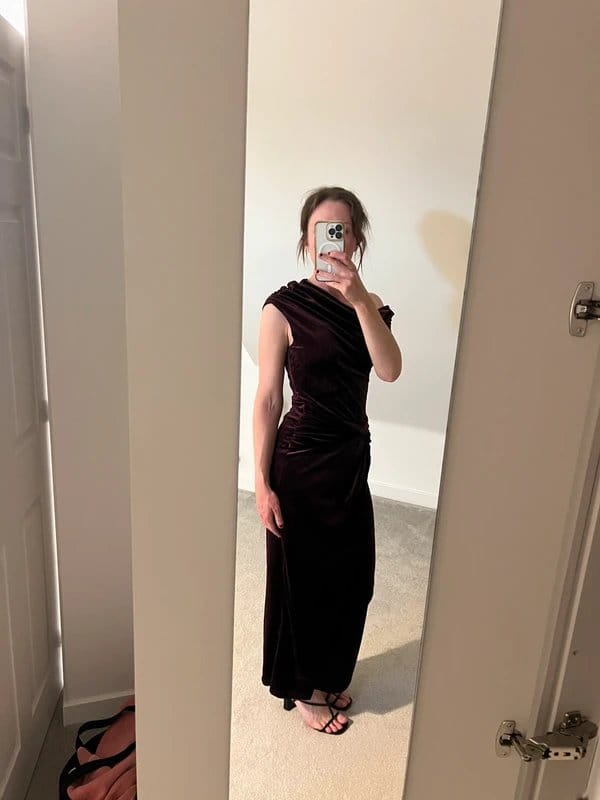 New Look Burgundy Velvet Evening Dress