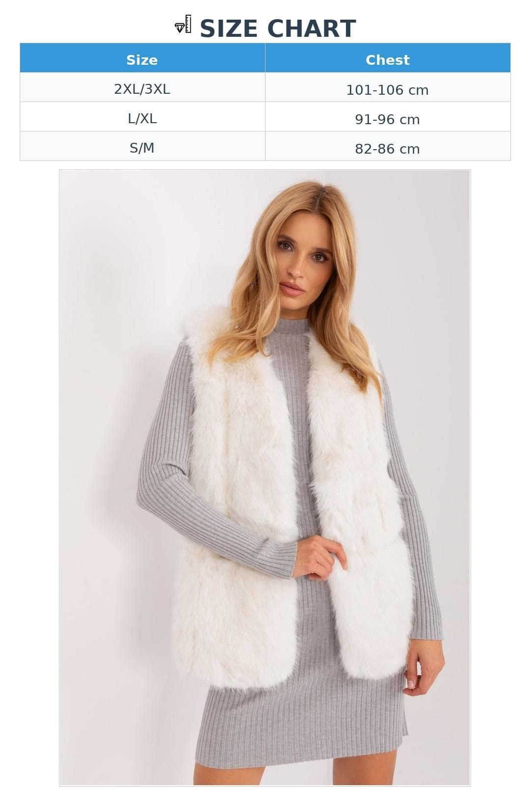 Love Lace Love Lace Women's Soft Faux Fur Vest with Pockets in White - 4