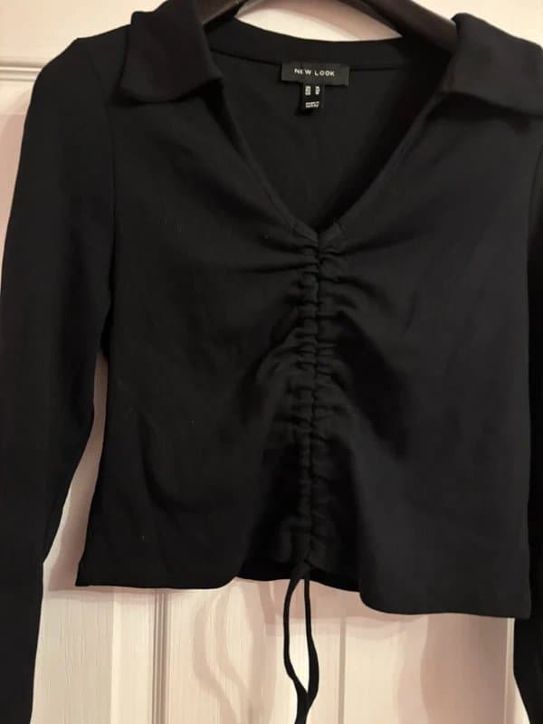 New Look New look plunge black runched top 14 wedding work party holiday same day post