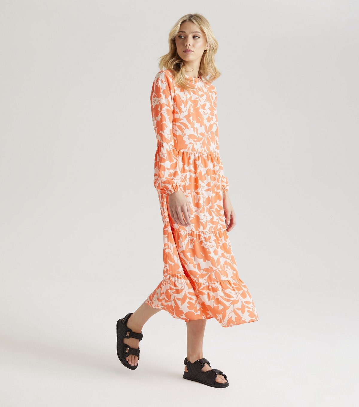 Urban Bliss Women's Orange Floral Stencil Print Smock Dress Urban Bliss New Look - 2