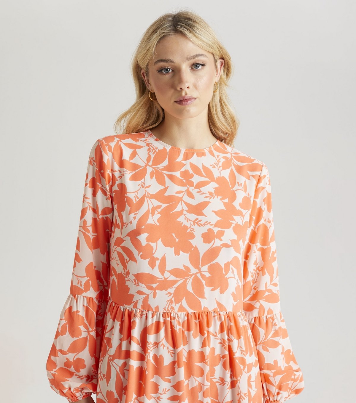 Urban Bliss Women's Orange Floral Stencil Print Smock Dress Urban Bliss New Look - 3