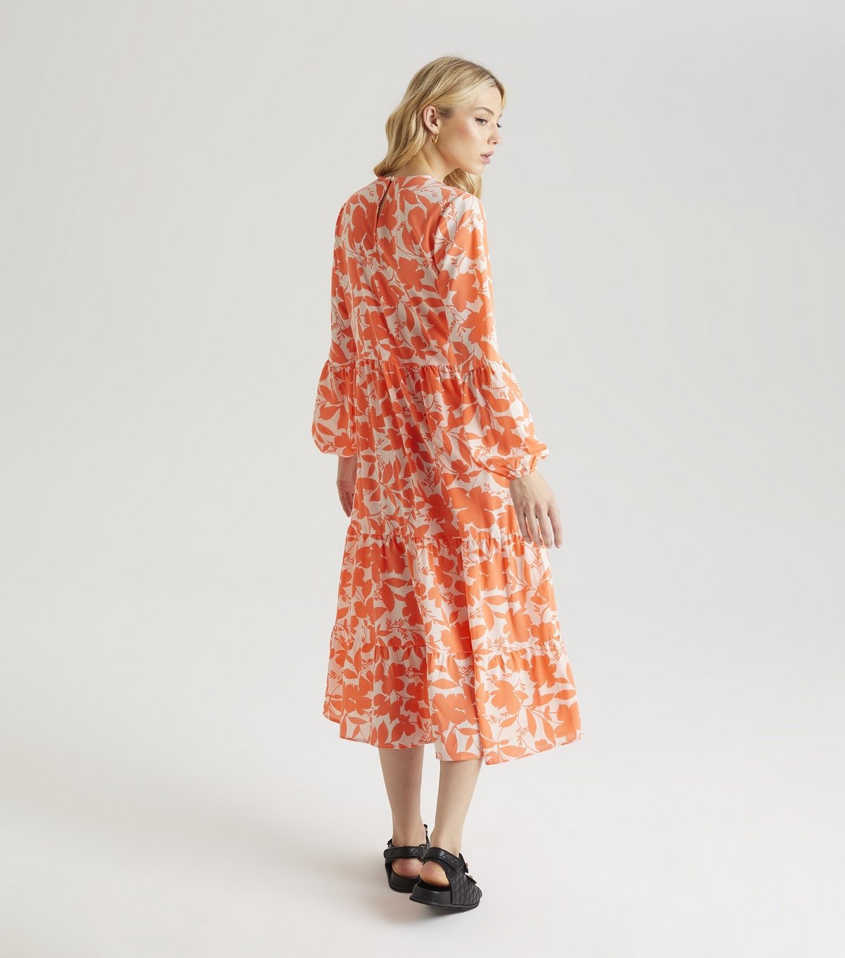 Urban Bliss Women's Orange Floral Stencil Print Smock Dress Urban Bliss New Look - 4