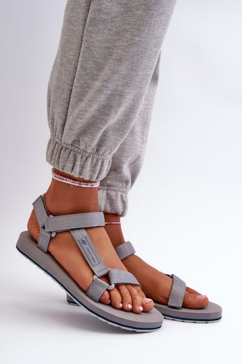 Love Lace Love Lace Women's Sport Velcro Strap Sandals With Grippy EVA Rubber Sole in Grey - 1