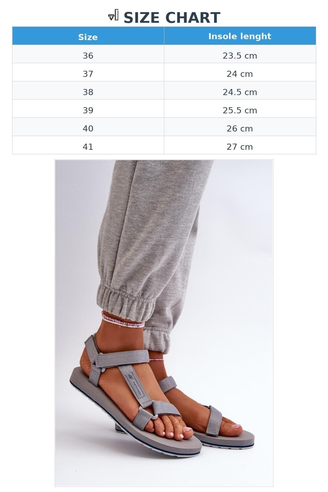Love Lace Love Lace Women's Sport Velcro Strap Sandals With Grippy EVA Rubber Sole in Grey - 4