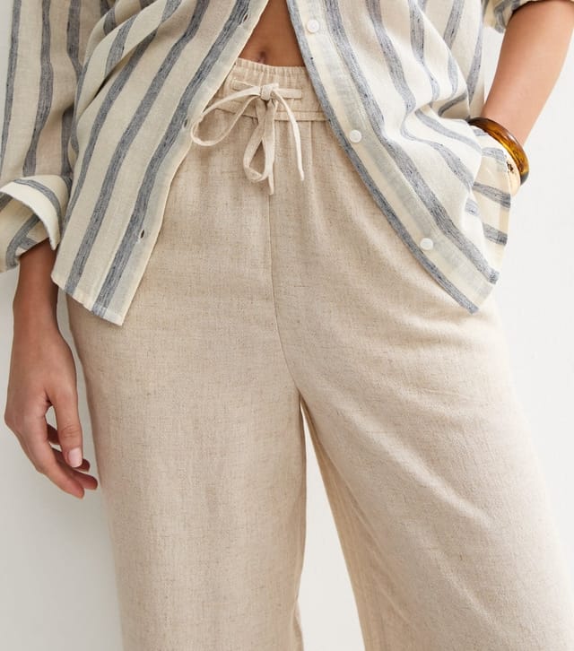 New Look Women's Tall Stone Wide Leg Trousers with Linen New Look - 2