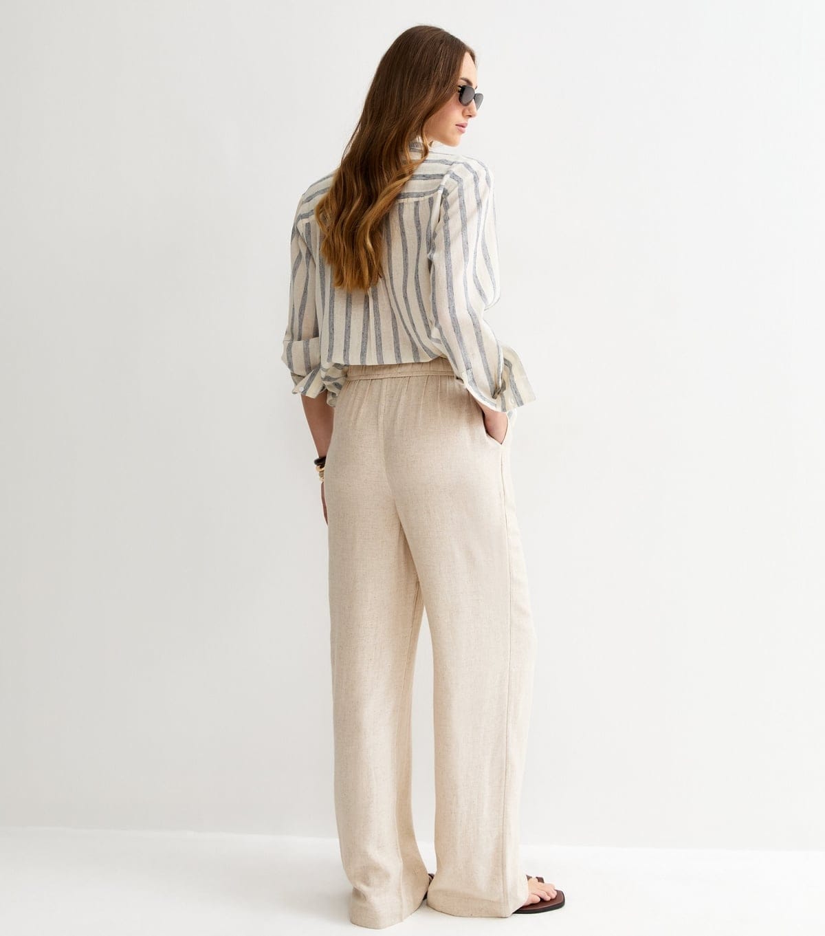 New Look Women's Tall Stone Wide Leg Trousers with Linen New Look - 4