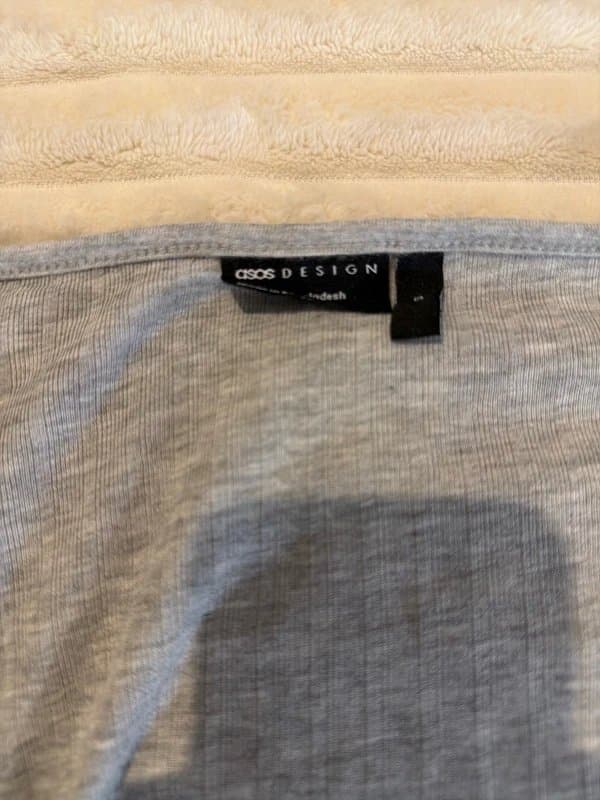 ASOS ASOS design grey ribbed wrap ruched top