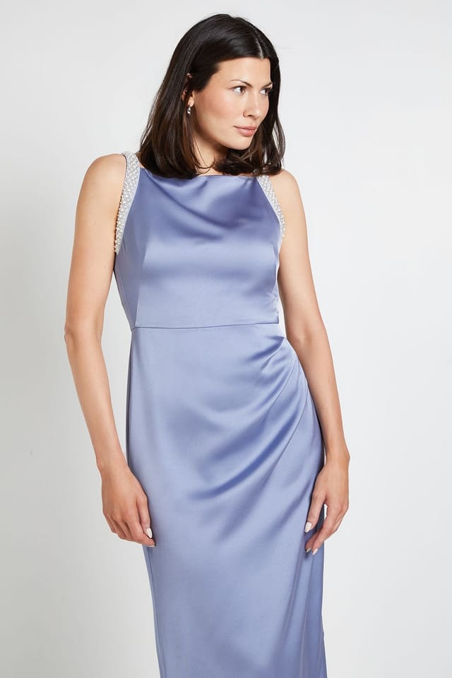 Wallis Wallis Women's Crepe Embellished Midi Dress in Cobalt - 2