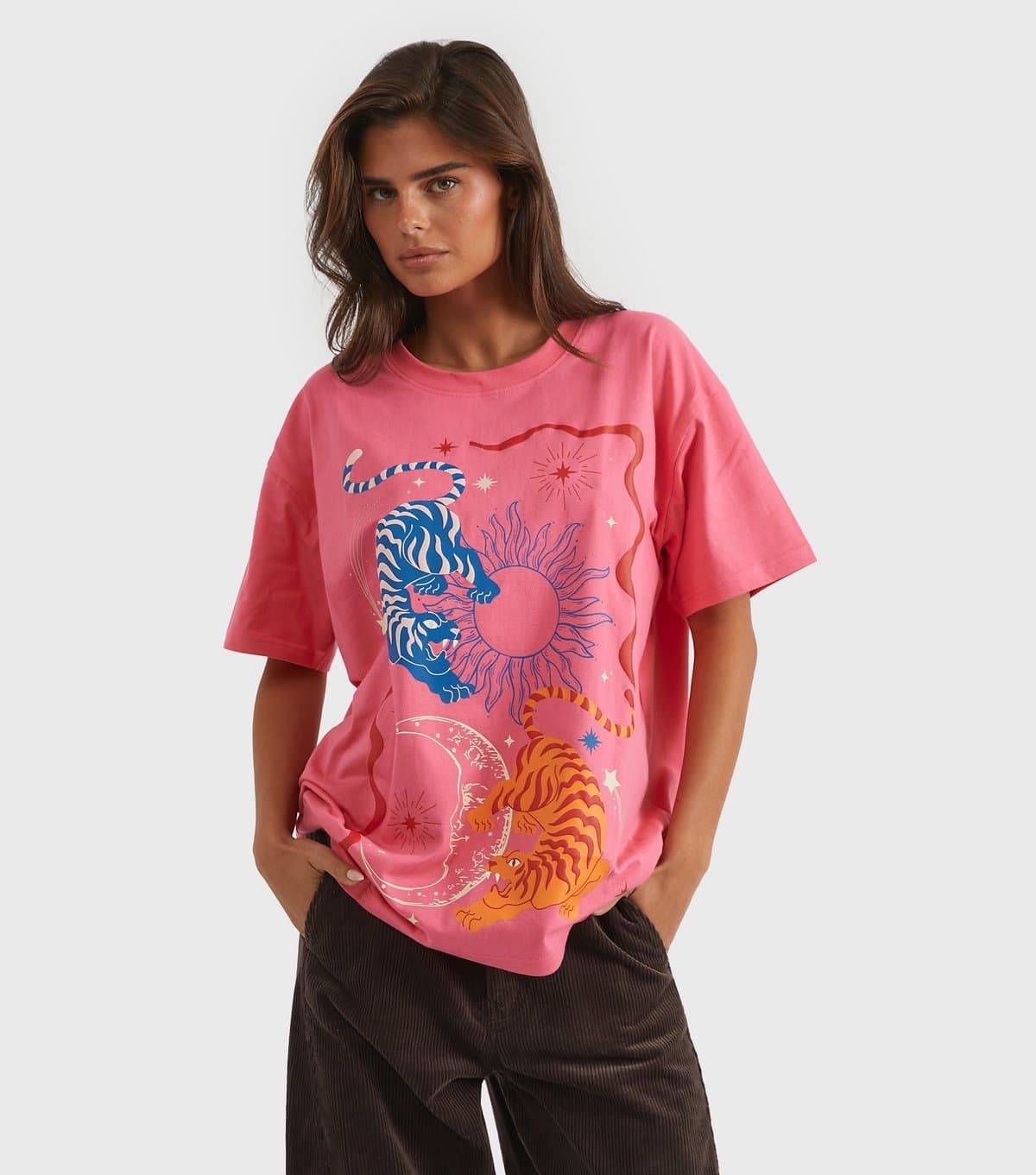 Skinnydip Women's Dark Pink Lucky Tiger T-Shirt Skinnydip New Look