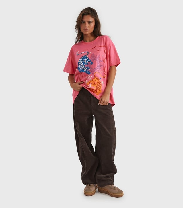 Skinnydip Women's Dark Pink Lucky Tiger T-Shirt Skinnydip New Look - 2