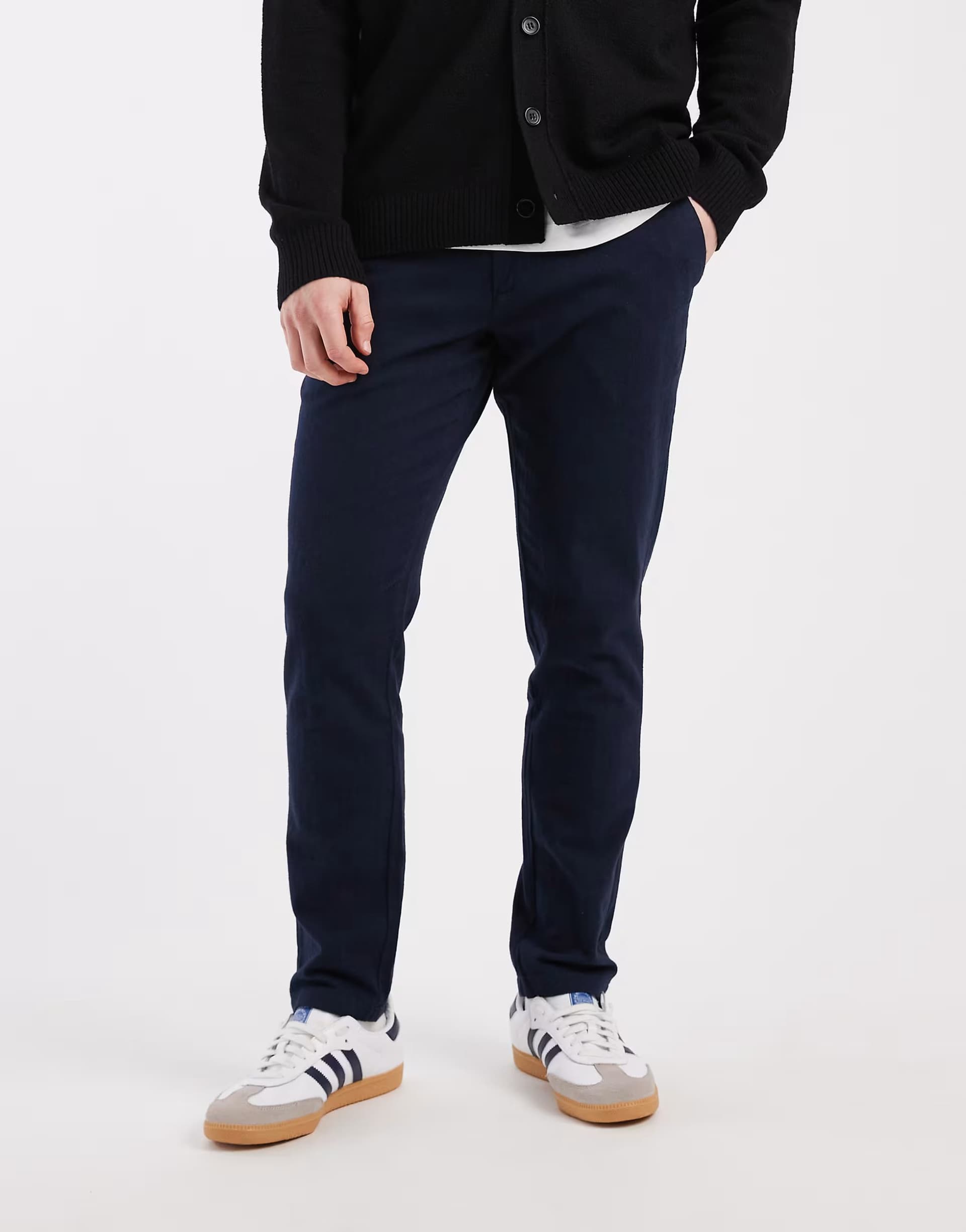 ASOS Jack & Jones slim fit herringbone chino in navy