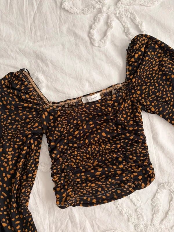 Topshop Topshop Spotty Print Square Neck Long Sleeve Top