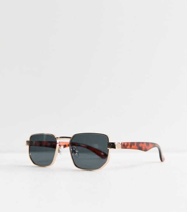 New Look Men's Brown Tortoiseshell Frame Hexagonal Sunglasses New Look - 2