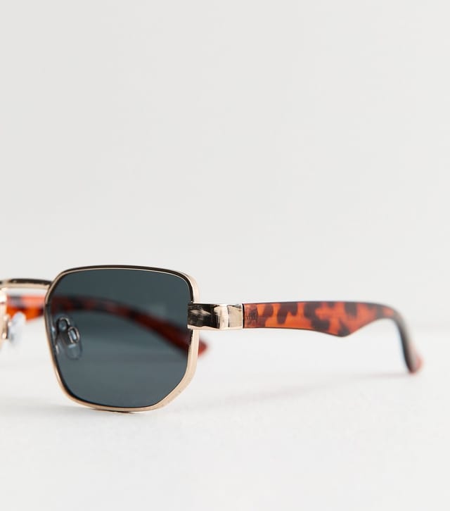 New Look Men's Brown Tortoiseshell Frame Hexagonal Sunglasses New Look - 3