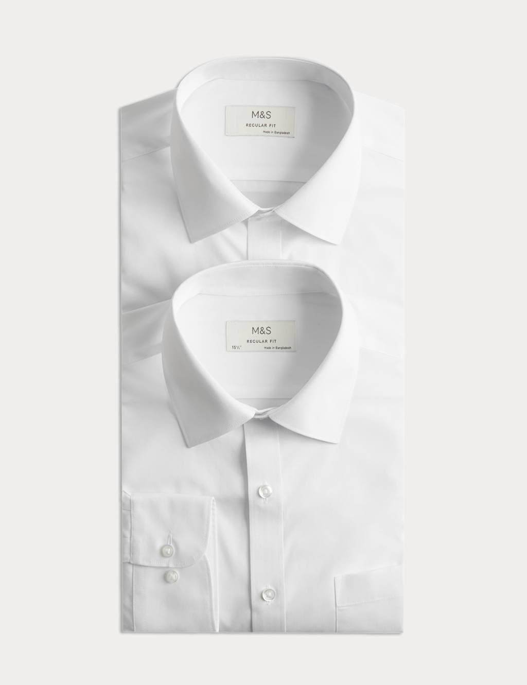 Marks & Spencer M&S 2 Pack Regular Fit Easy Iron Cotton Blend Shirts White