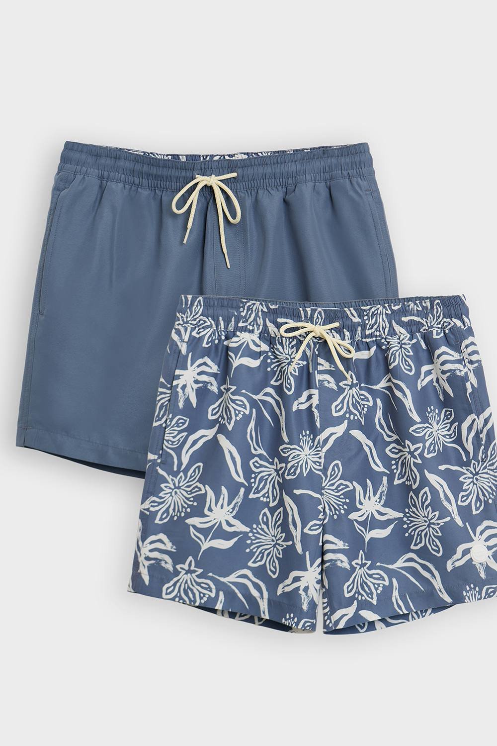 Threadbare Threadbare Men's 2-Pack Tropical Print Quick Dry Swim Shorts in Blue - 2