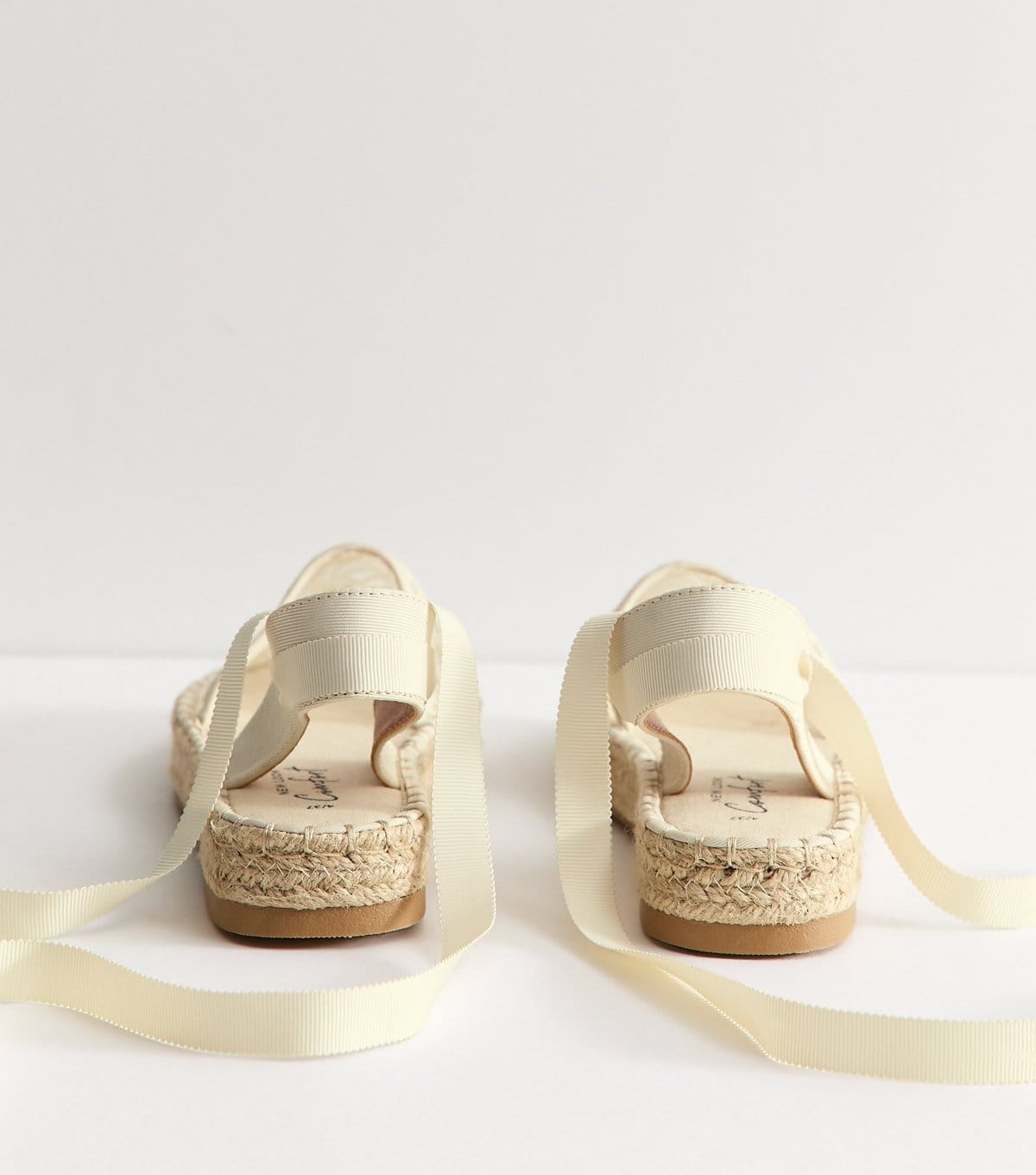 New Look Women's Off White Lace Toe Tie Ankle Espadrilles Vegan New Look - 4
