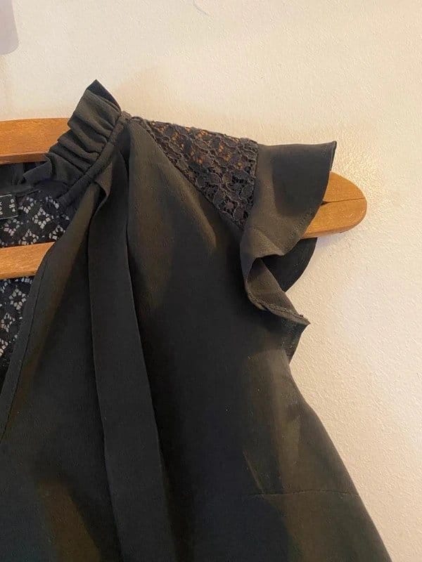 ASOS Black Frilly Lace Top Blouse Sz 8