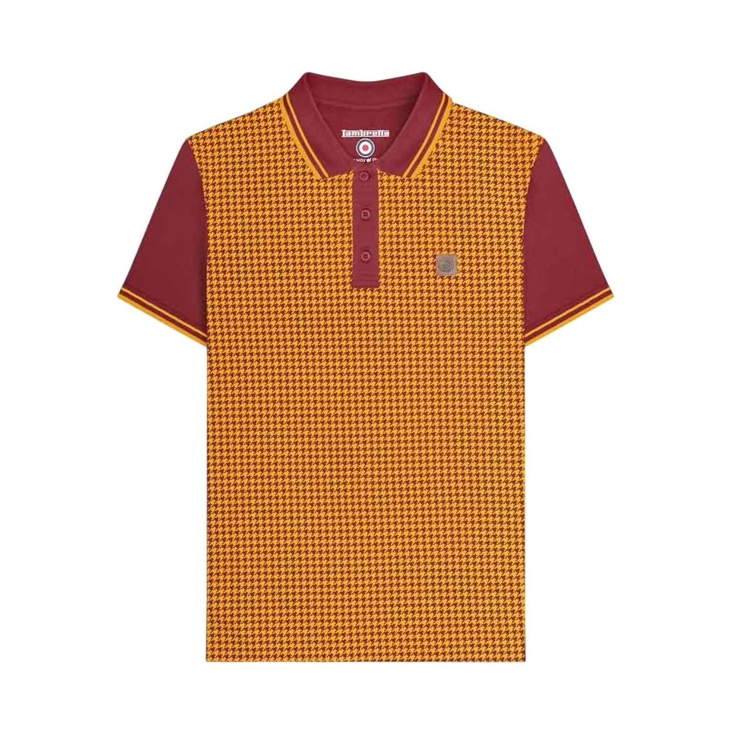 Lambretta Lambretta Men's Houndstooth Polo Shirt in Burgundy
