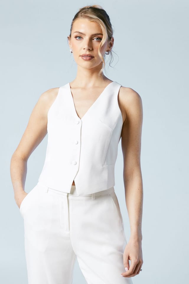 Coast Coast Women's Premium Tailored Bridal Waistcoat in Ivory - 2