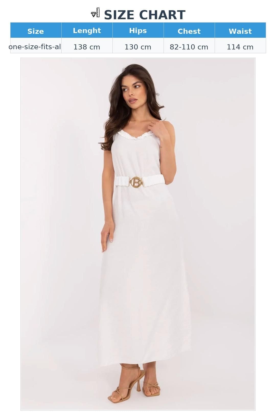 Love Lace Love Lace Women's V Neck Ruffle Viscose Maxi Dress with Belt in White - 4