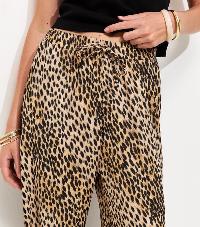 New Look Women's Brown Animal Print Wide Leg Trousers New Look - 3