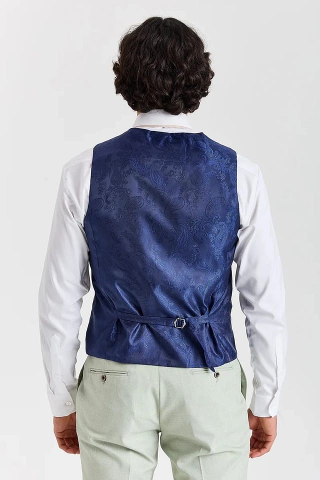 Paul Andrew Paul Andrew Men's Belmont Waistcoat Tailored Fit Summer Vest in Pale Green - 2