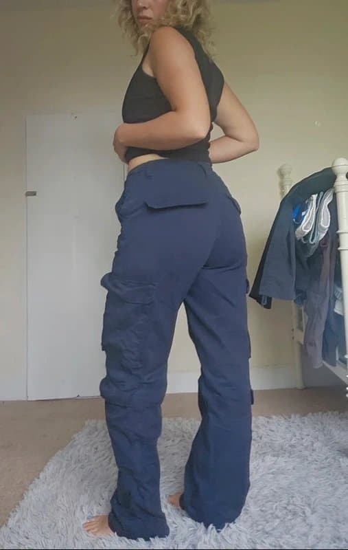 Bershka Bershka cargo pants navy 10