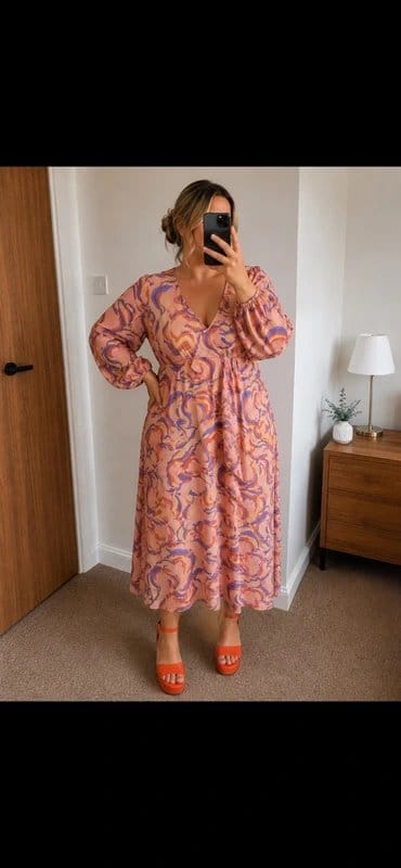 Never Fully Dressed Multi Swirl Midi Dress with Cami