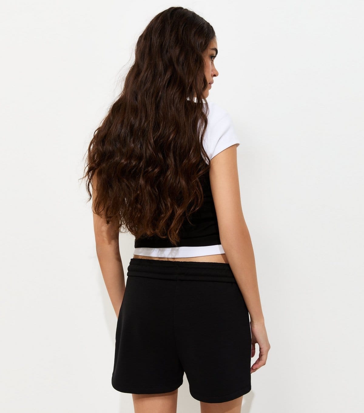 New Look Women's Black Cotton Rich Fold Over Waistband Side Stripe Shorts New Look - 4