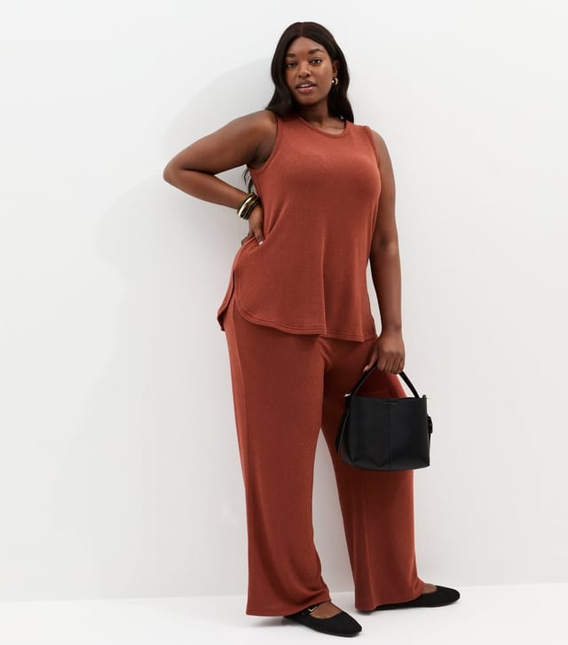 New Look Women's Plus Size Dark Red Textured Longline Vest Curves New Look - 3