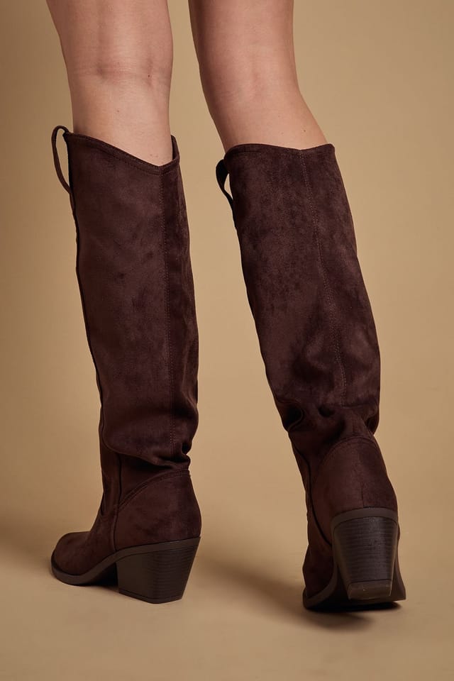 Oasis Oasis Women's Winnie Faux Suede Slouch Calf Boots in Chocolate - 3