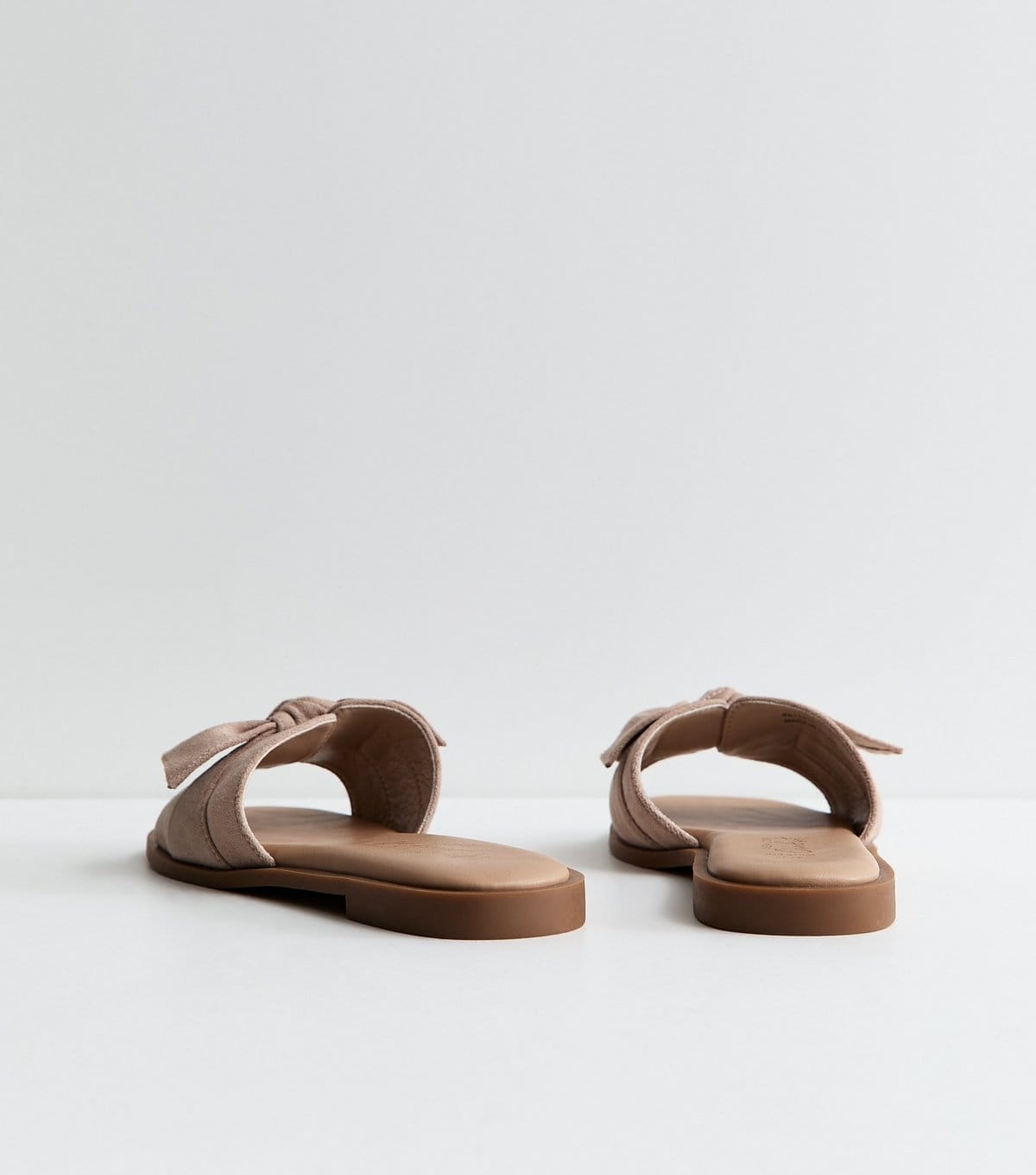 New Look Women's Wide Fit Mink Faux Suede Bow Front Sandals Vegan New Look - 4