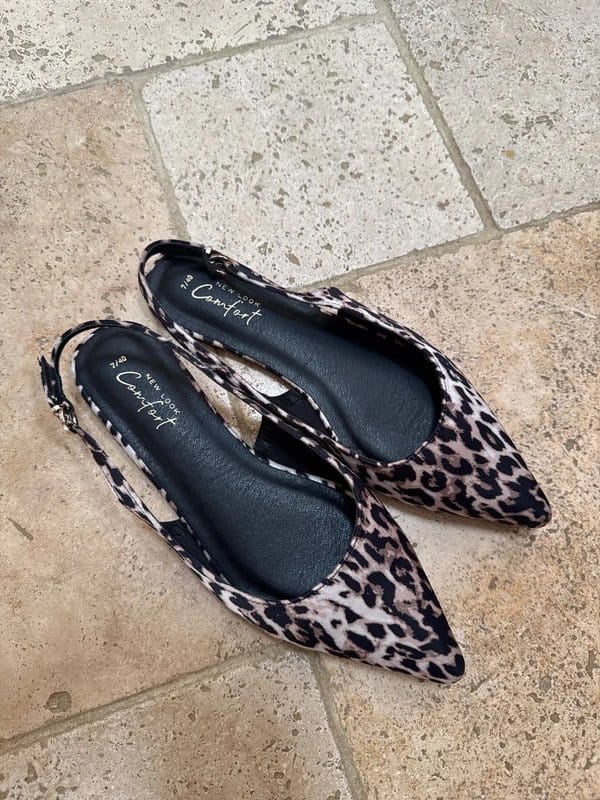 New Look New Look leopard print satin pointed flat sling-back shoes Size 7 - 1