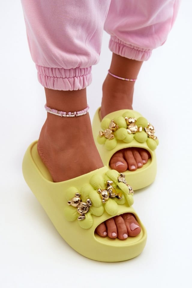Love Lace Love Lace Women's Lightweight Foam Sliders for Summer Comfort & Stability in Green - 3