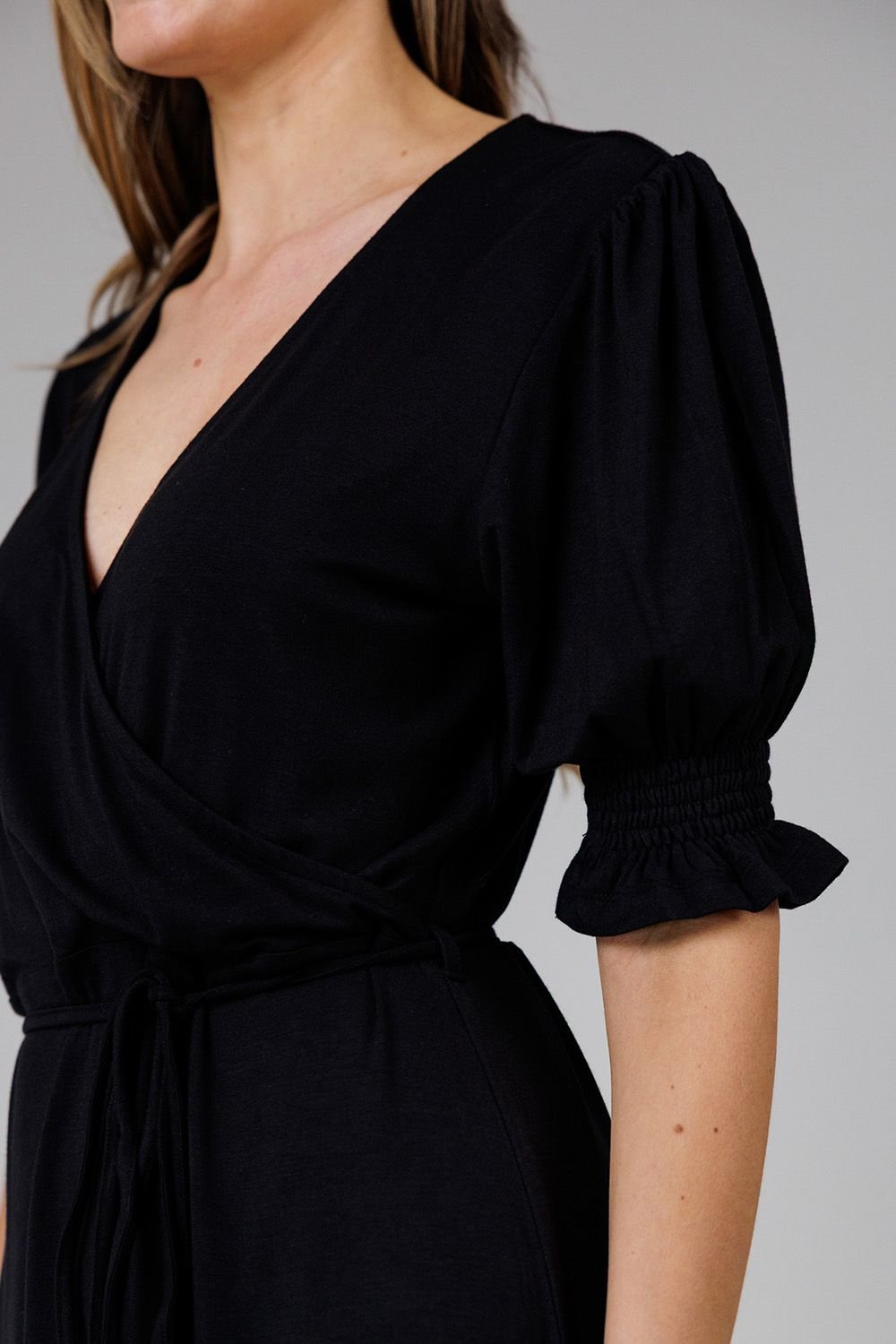 French Connection French Connection Women's V-Neck Wrap Midi Dress in Black - 4