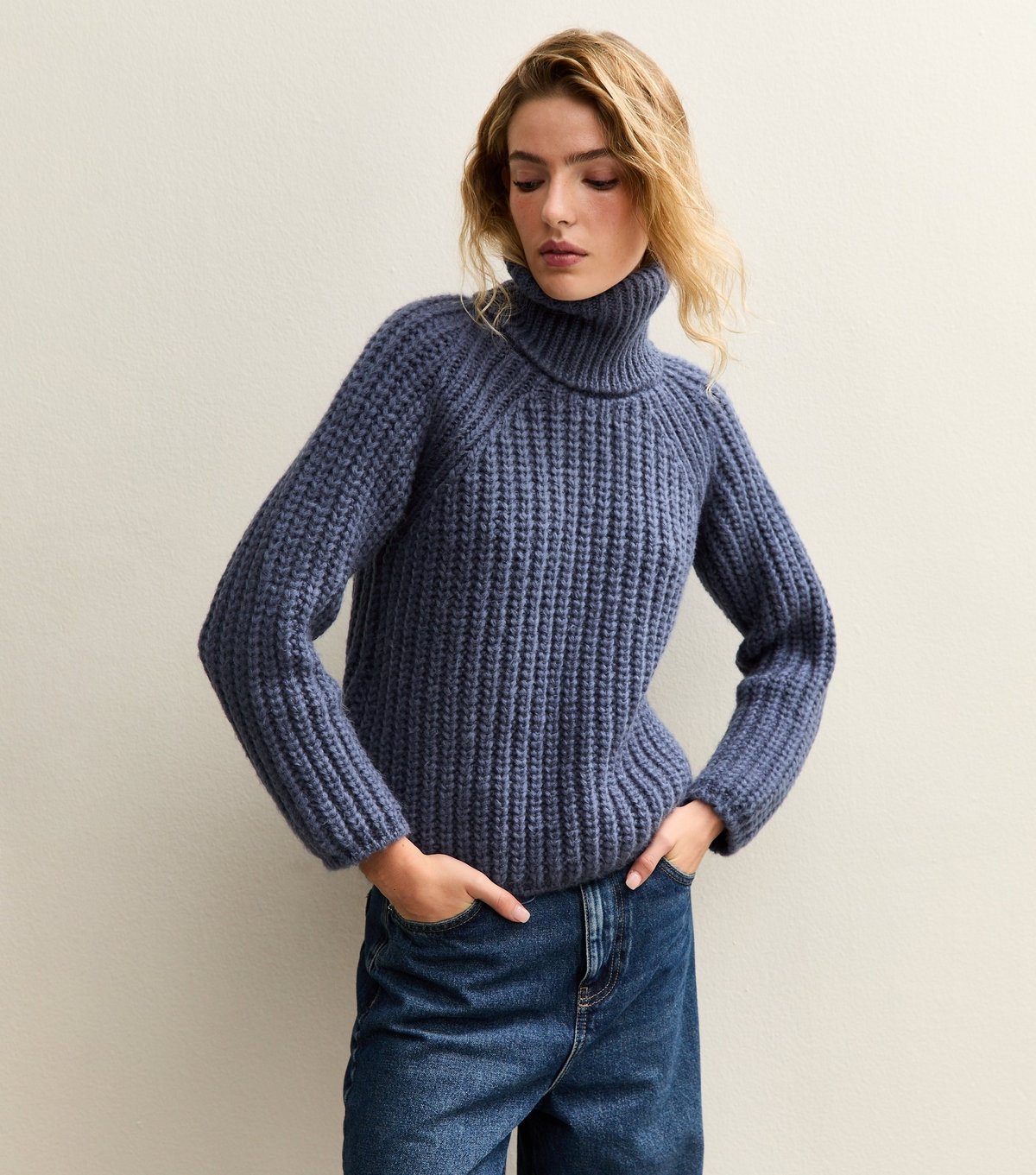 New Look Women's Blue Chunky Knit Roll Neck Jumper New Look - 4