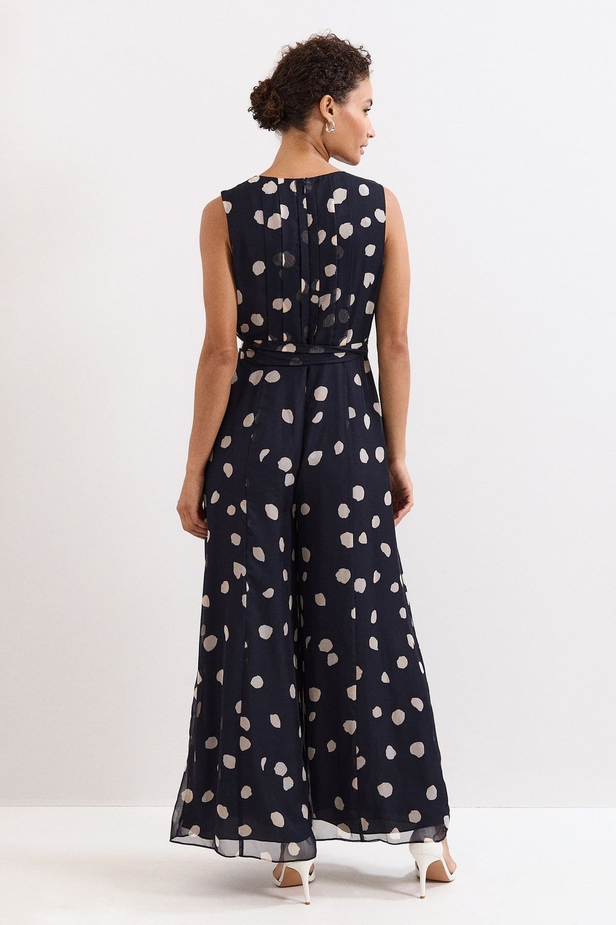 Phase Eight Phase Eight Women's Maxine Spot Tie-Waist Maxi Jumpsuit in Dark Navy - 4
