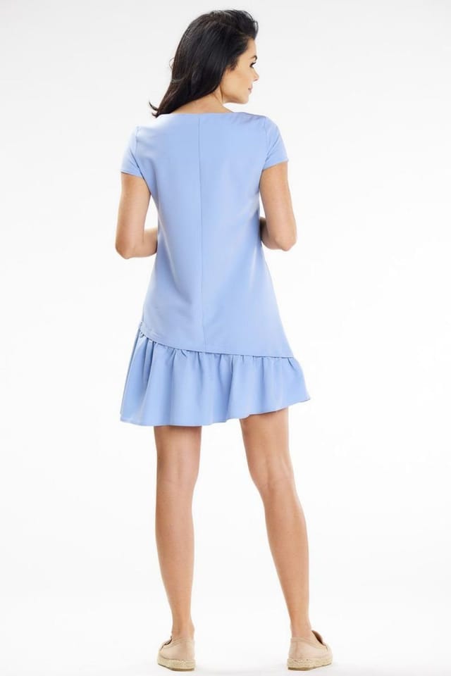 Love Lace Love Lace Women's Asymmetrical Ruffle Mini Trapeze Dress in Blue - 3