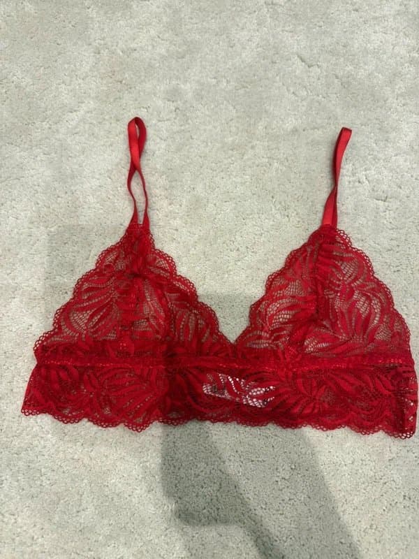 ASOS ASOS dark red lace triangle bra size UK12 wide band