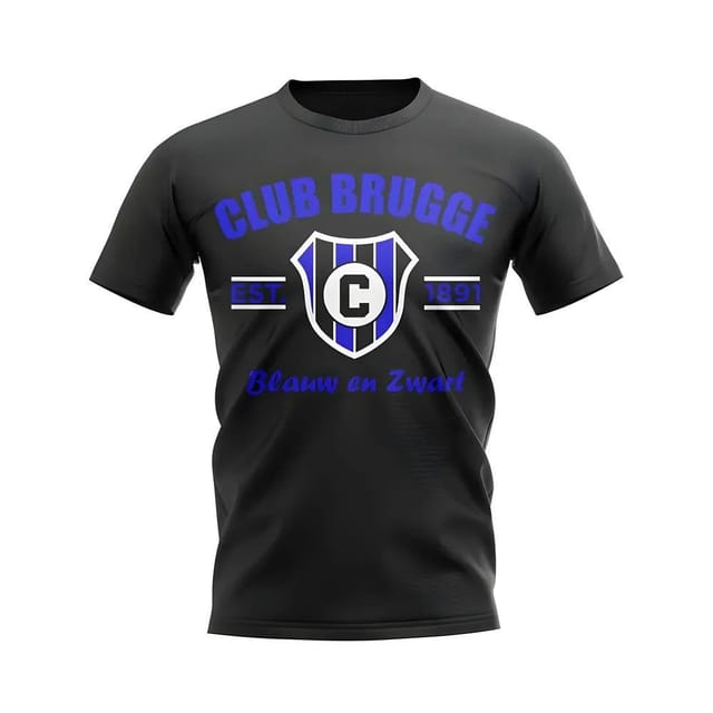 Club Bruuge Club Bruuge Men's Personalised Club Brugge Established Football T-Shirt Black - 2