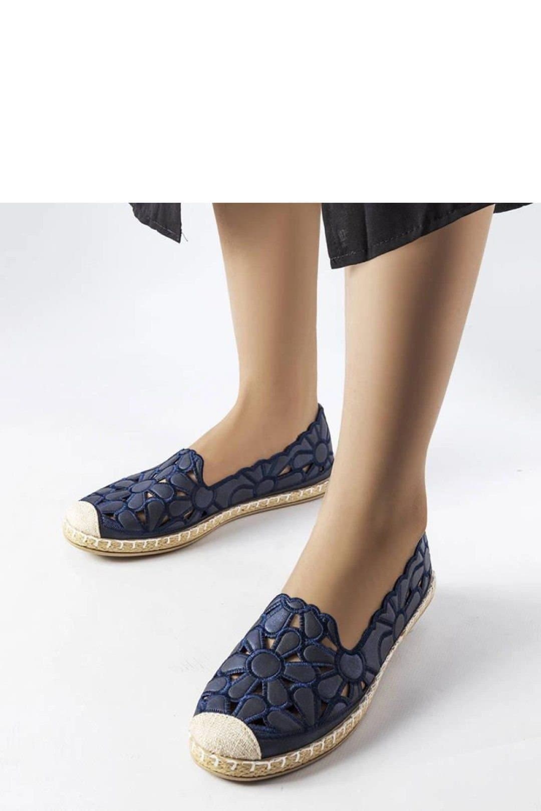Love Lace Love Lace Women's Openwork Espadrille Slip On Shoes with Beige Rubber Sole in Blue
