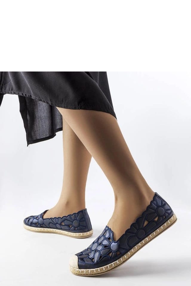 Love Lace Love Lace Women's Openwork Espadrille Slip On Shoes with Beige Rubber Sole in Blue - 2