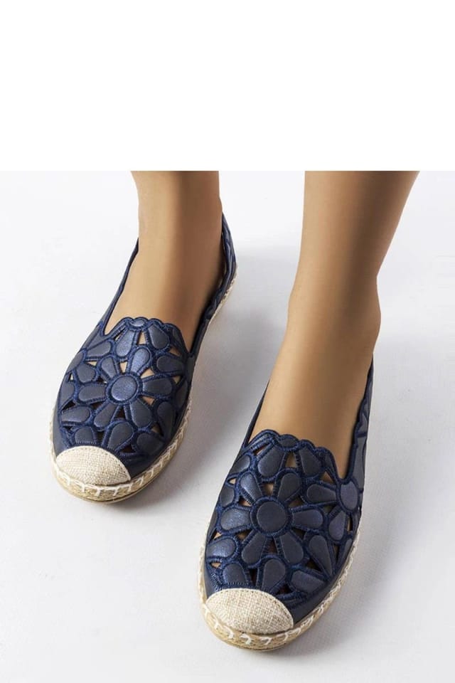 Love Lace Love Lace Women's Openwork Espadrille Slip On Shoes with Beige Rubber Sole in Blue - 3