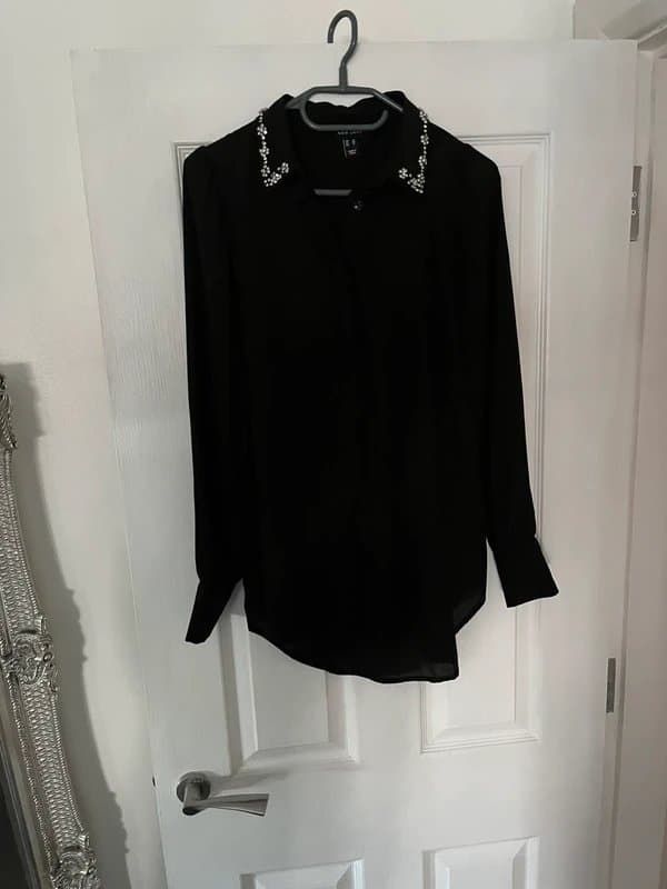 New Look New Look Chiffon Shirt with Diamanté Collar size 12